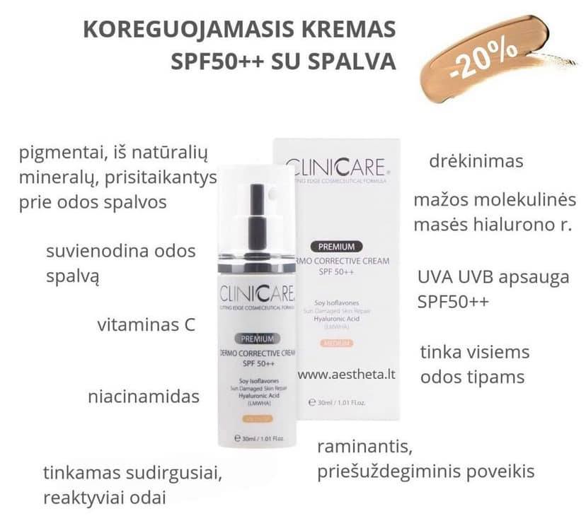 CLINICCARE Dermo corrective kremas SPF50++ su spalva