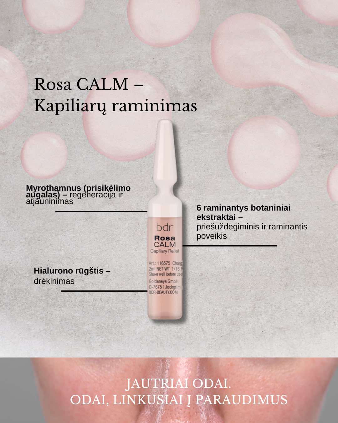 BDR ampulės nuo rožinės Rosa Calm