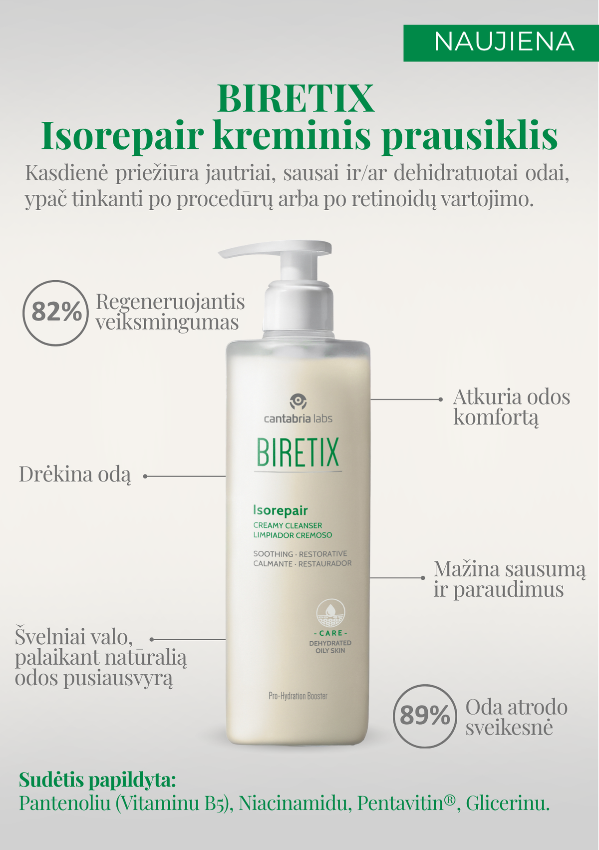 CANTABRIA LABS BIRETIX ISOREPAIR CREAMY PRAUSIKLIS, 400 ML