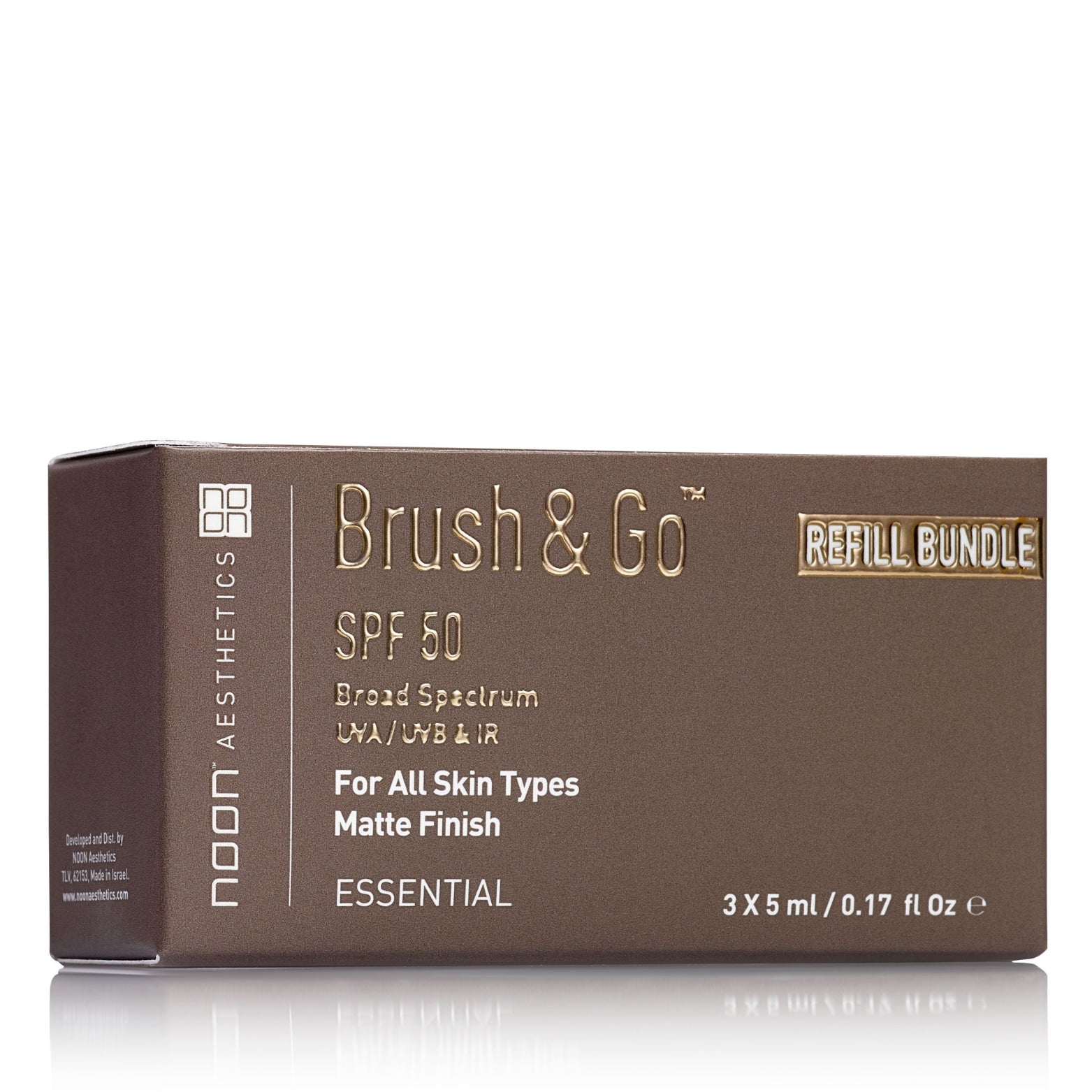 NOON BRUSH&amp;GO MINERAL SUN PROTECTION POWDER SPF 50 PAPILDYMAS VISŲ TIPŲ ODAI (Tone 02), 3x5ml