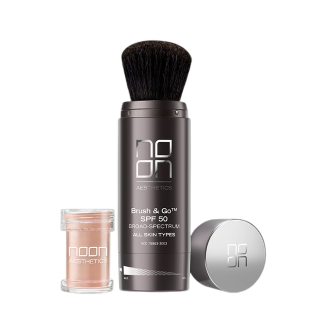 NOON BRUSH&amp;GO MINERAL SUN PROTECTION POWDER SPF 50 VISŲ TIPŲ ODAI (Tone 02), 2x5 g