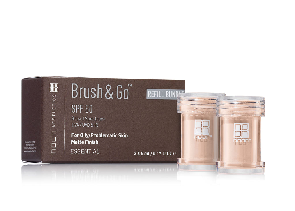 NOON BRUSH&amp;GO ŠEPETĖLIO PAPILDYMAS VISIEMS ODOS TIPAMS (Tone 01), 3x5 G