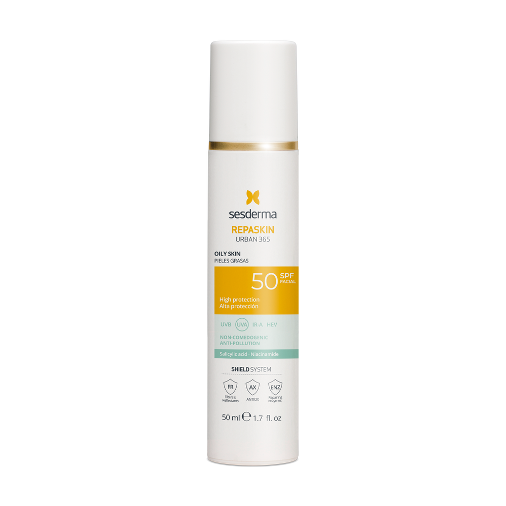 SESDERMA REPASKIN URBAN 365 APSAUGINĖ PRIEMONĖ SU SPF50 RIEBIAI ODAI, 50 ML